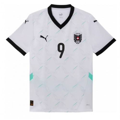 Echipament fotbal Austria Marcel Sabitzer #9 Tricou Deplasare European 2024 maneca scurta Echipament fotbal Austria Marcel Sabitzer #9 Tricou Deplasare European 2024 maneca scurta